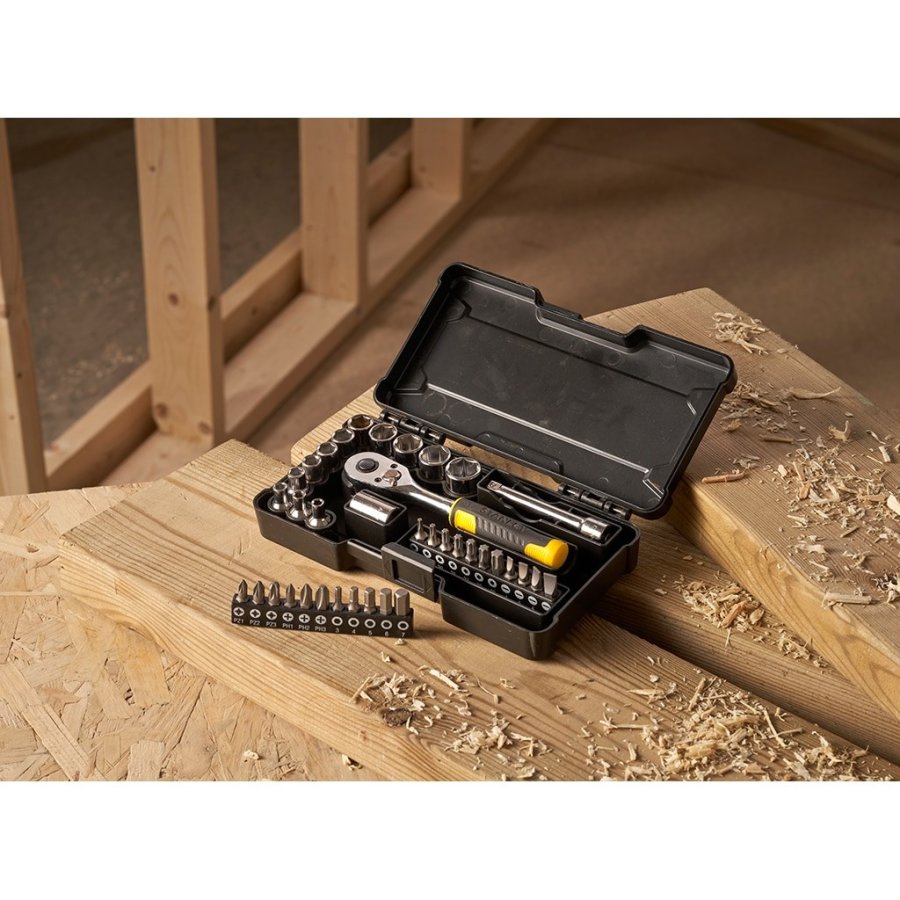 Stanley STMT82672-0 rachet skruengle 6,7,8,9,10,11,12,13,14 mm 1 stk Sort, Gul 72 #6