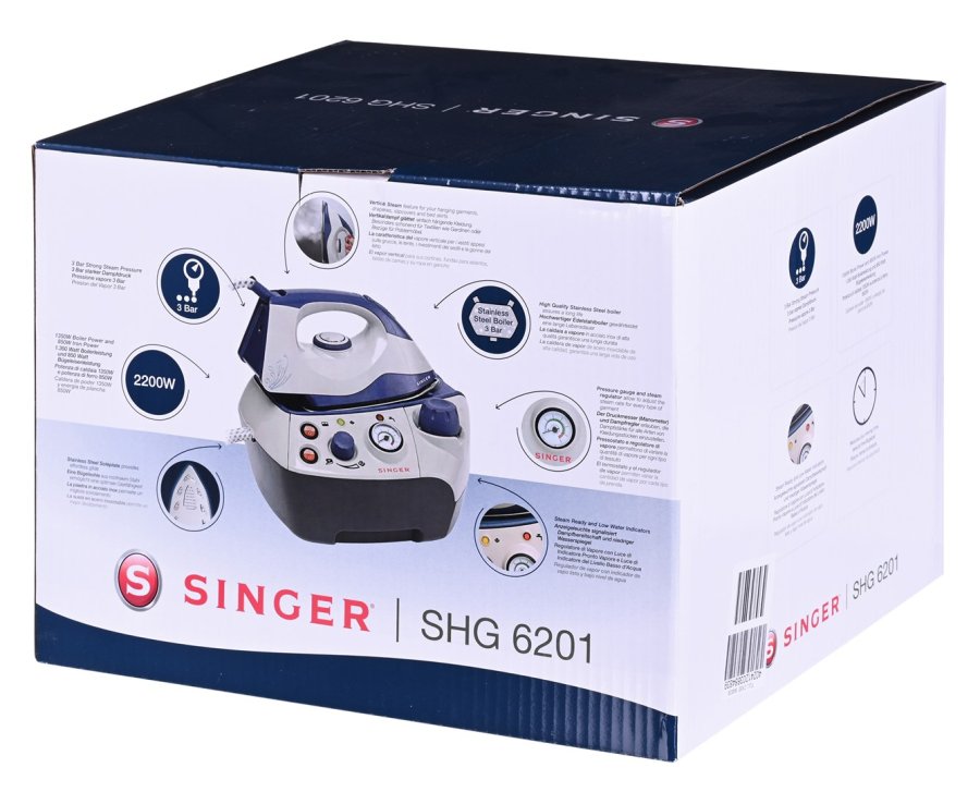SINGER SHG6201 Dampstrygning station 850 W 1,2 L Rustfri strygesl Sort, Bl, Gr #11