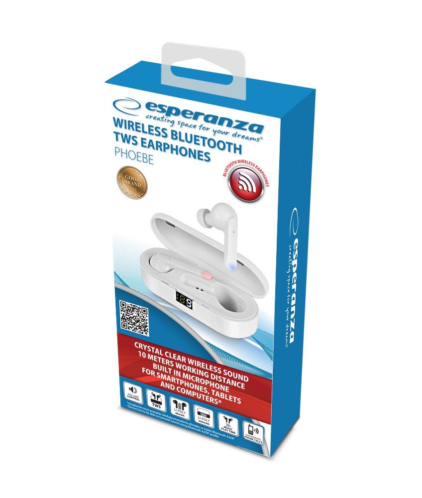 Esperanza EH230W Bluetooth-hovedtelefoner TWS Hvid #7