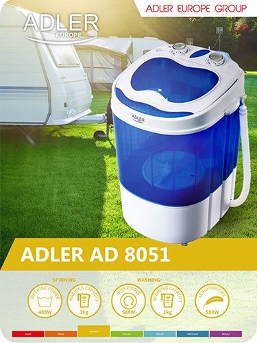 Adler AD 8051 vaskemaskine Top-indlsning 3 kg Bl, Hvid #17