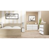 Topeshop M2 SONOMA MIX sengelampe & sengebord 2 skuffe(r) Egetr, Hvid #2