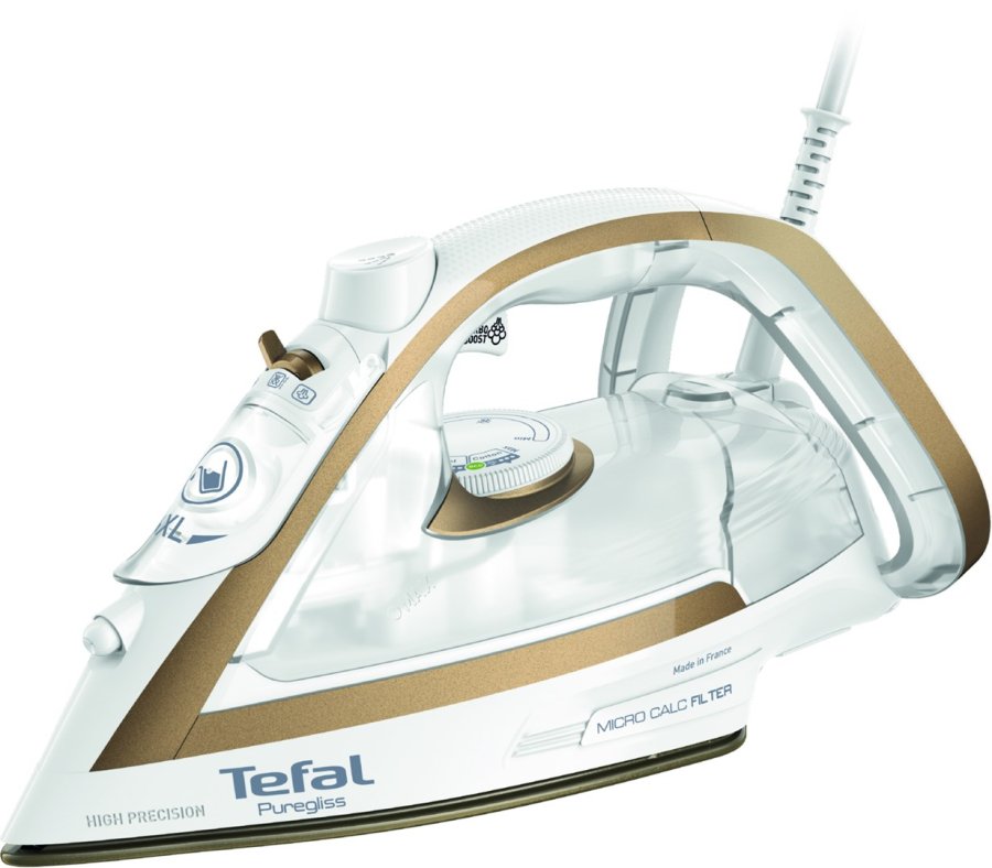 Tefal Puregliss FV8042 Tr & dampstrygejern Durilium AirGlide Autoclean soleplate 3000 W Bronze, Hvid #1