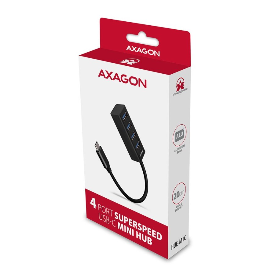 Axagon HUE-M1C interface hub USB 3.2 Gen 1 (3.1 Gen 1) Type-C 5000 Mbit/s Sort #7