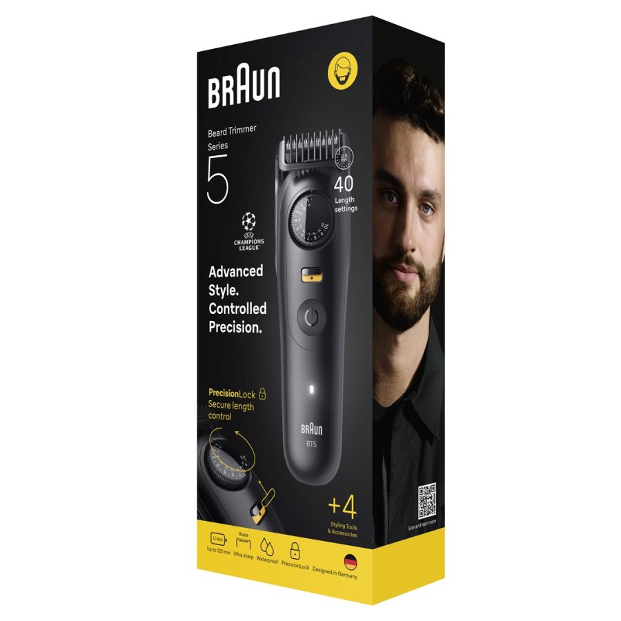 Braun BeardTrimmer 5 80789813 skg trimmer Vekselstrm/batteri 20 2 cm Vd og tr Sort #5