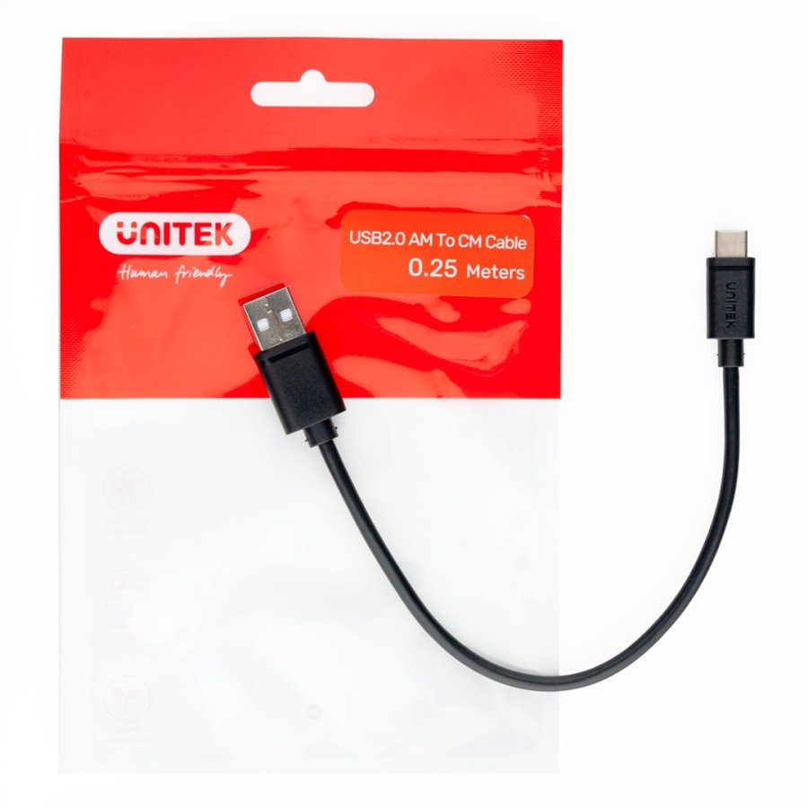 UNITEK USB-KABEL USB-A - USB-C 25CM, Y-C480BK #3