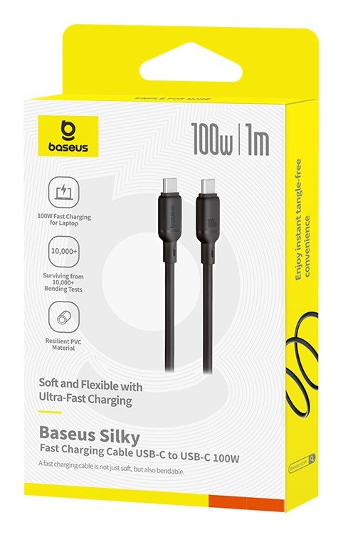 Baseus Silky arj Kablo TYPE-C-C 1m-Syh USB-kabel USB C Sort #5