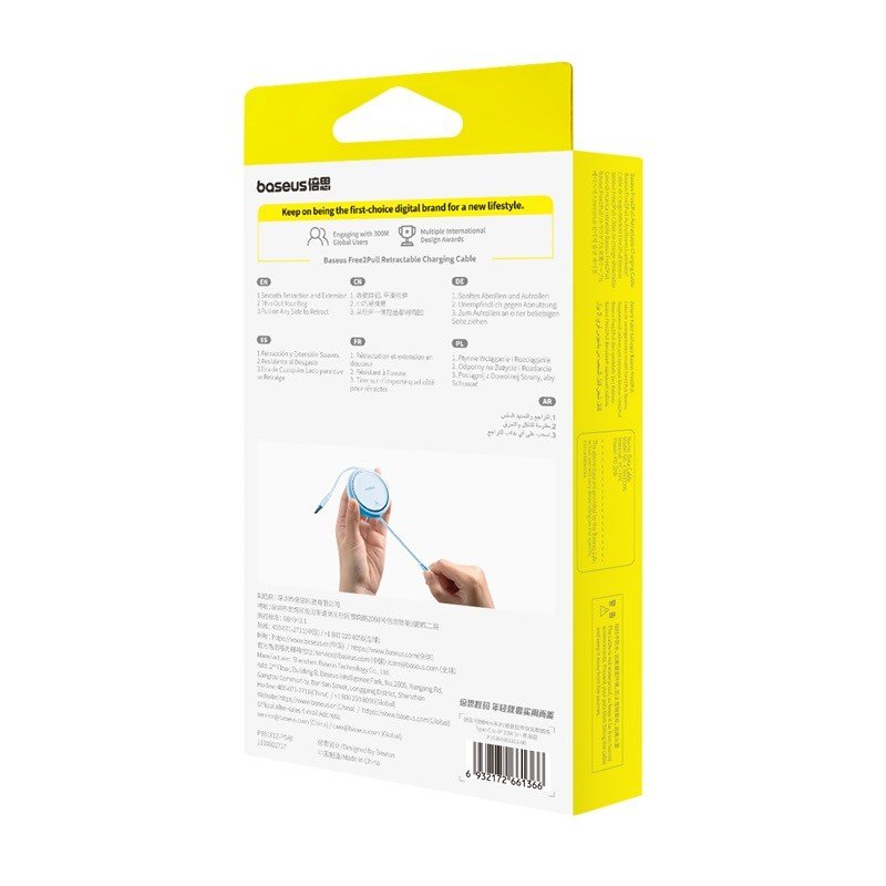 Baseus Free2Pull Udvideligt USB C til iP Ligtning hurtigopladningskabel 1 m 20 W Bl #7