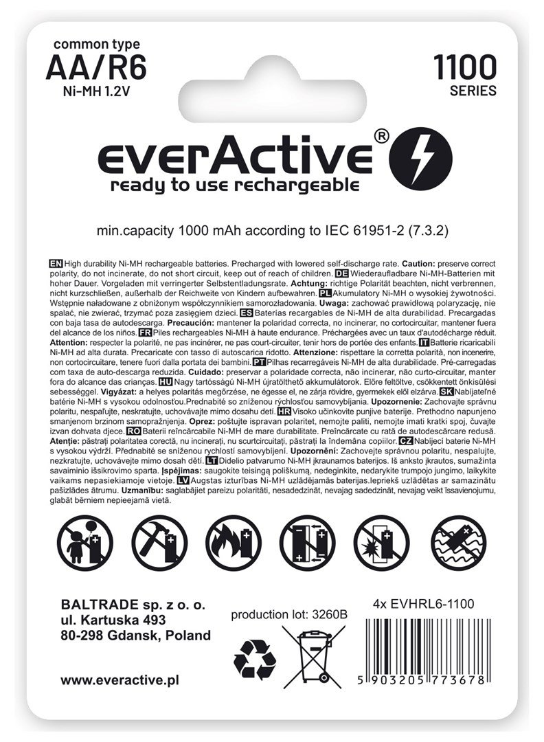 Genopladelige batterier everActive Ni-MH R6 AA 1100 mAh Infinity Line - 4 stk. #2