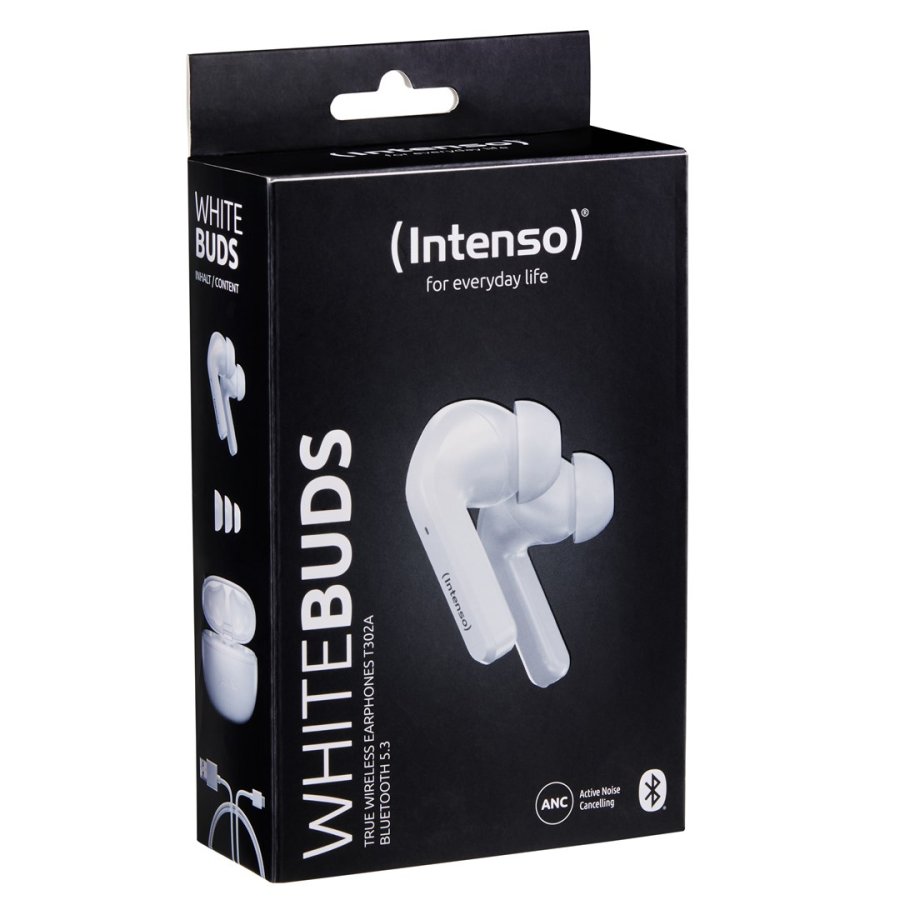 Intenso White Buds T302A Hovedtelefoner True Wireless Stereo (TWS) I rerne Opkald/Musik/Sport/Hverdag USB Type-C Bluetooth Hvid #3
