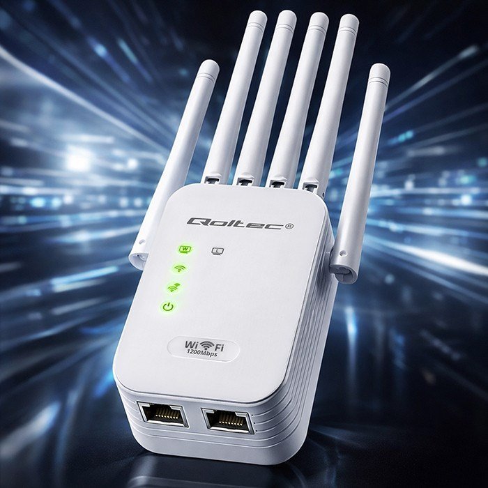 Qoltec 57068 WiFi 5 signalforst�rker | Repeater | Adgangspunkt | AC1200 | 6 antenner | 2x RJ45 | 128MB #22