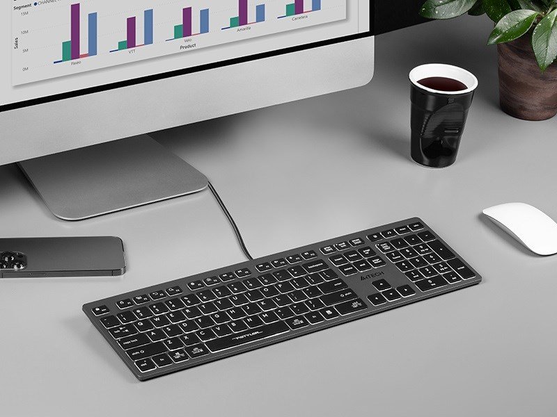 A4Tech FSTYLER FX60H (White Backlit) tastatur USB QWERTY Sort, Gr #4