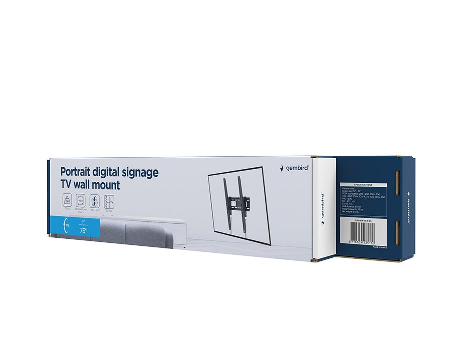 Gembird WM-75T-03 Vgbeslag til digital skiltning til TV, stende (vipbart), 37