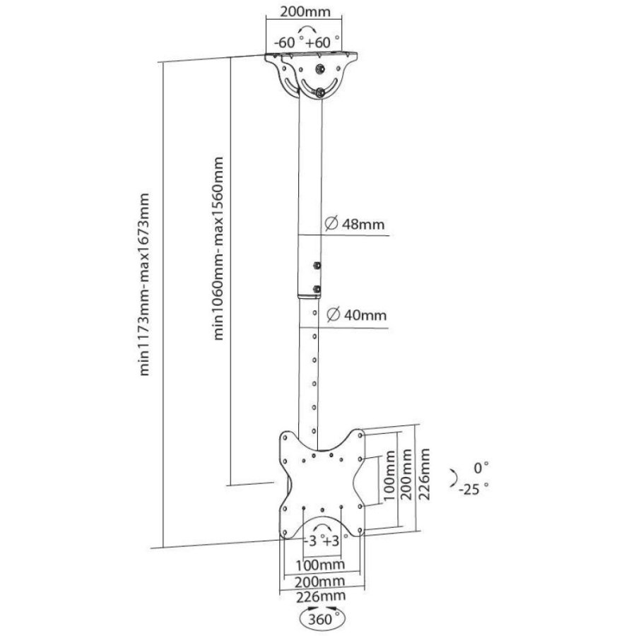 Techly ICA-CPLB 922L skrmbeslag til skiltning 106,7 cm (42