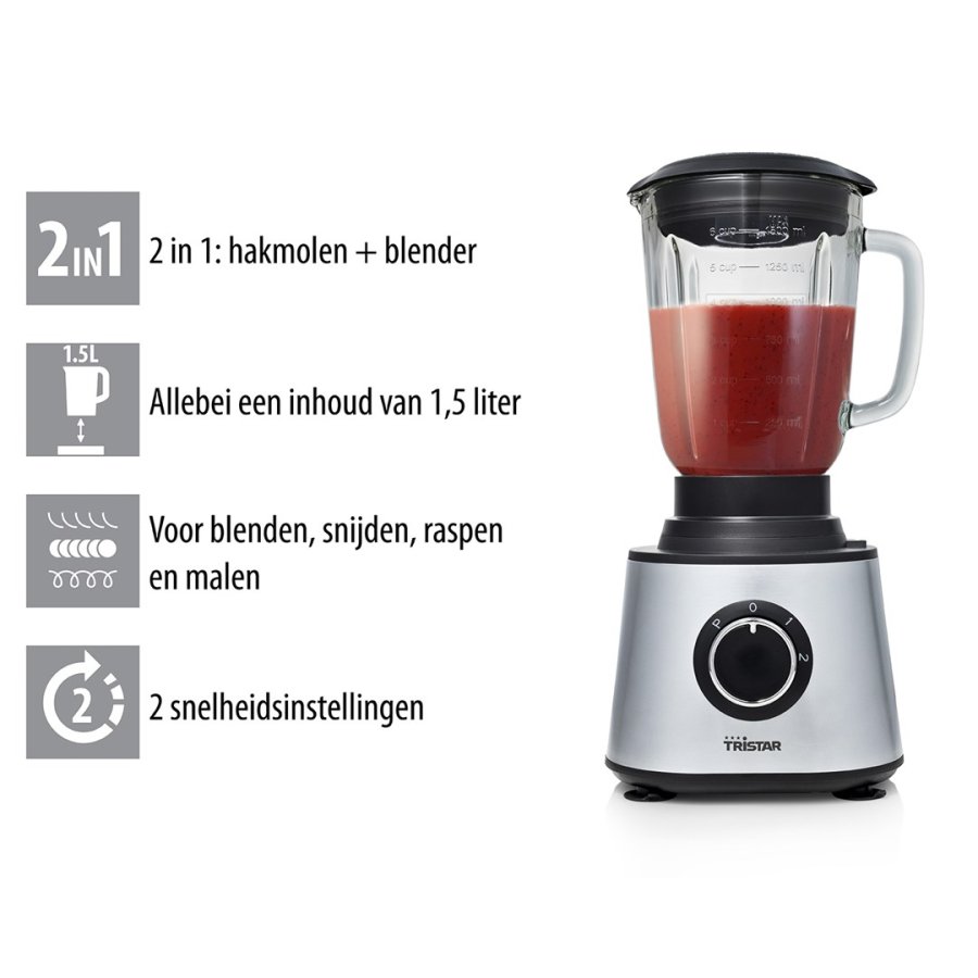 Tristar MX-4823 foodprocessor 600 W 1,5 L Sort, Rustfrit stl, Transparent #18