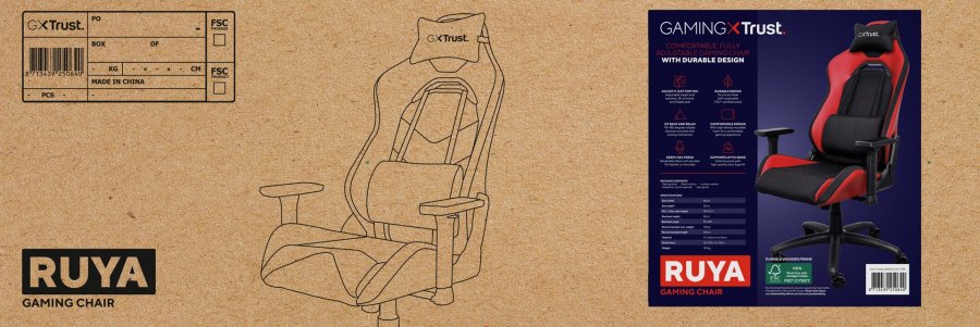 Trust GXT 714 RUYA Universal gamingstol Sort, Rd #7