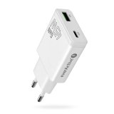 Charger GaN 1x USB-C, 1x USB Quick Charge 3.0 45W PD white #1