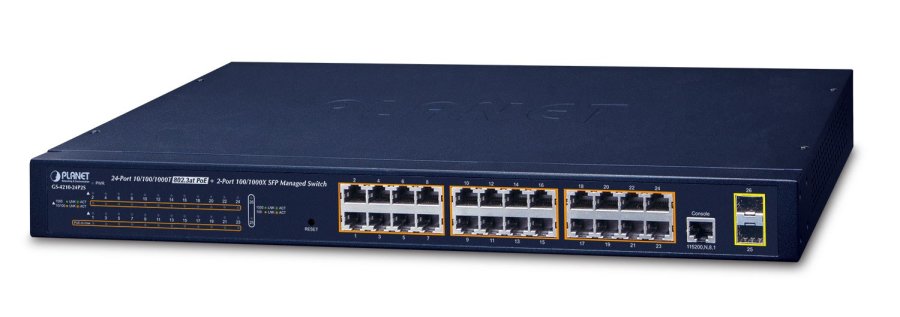 PLANET GS-4210-24P2S netv�rksswitch Administreret L2/L4 Gigabit Ethernet (10/100/1000) Str�m over Ethernet (PoE) 1U Bl� #1