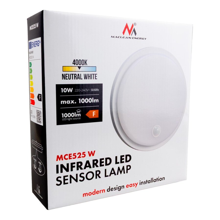 LED-lampe med bev�gelsessensor Maclean, PIR-sensor, farve hvid, 10 W, IP65, 1000 lm, neutral farve, MCE525 W #8