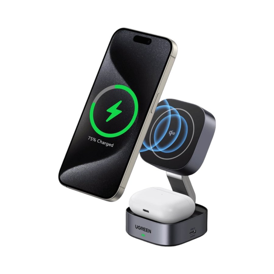 Ugreen 35316 oplader til mobil enhed Headset, Smartphone, SmartWatch Gr� USB Tr�dl�s opladning Hurtig opladning Indend�rs #1