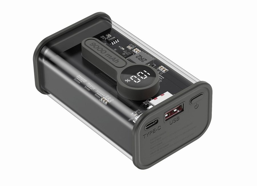 Gembird PB09-TQC3-01 powerbank Lithium polymer (LiPo) 9000 mAh Sort, Transparent #4