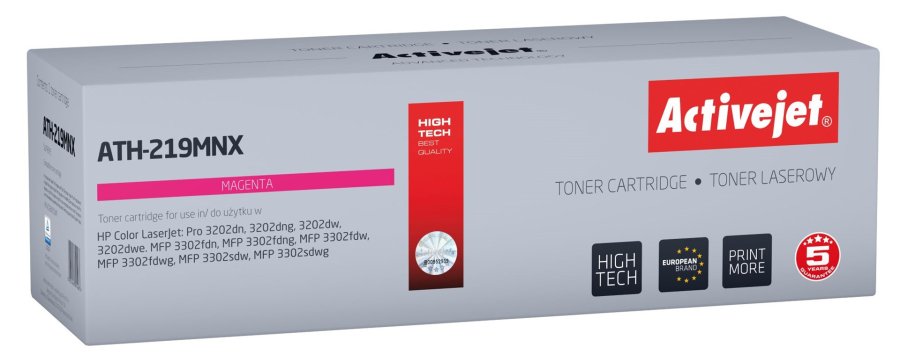 Activejet ATH-219MNX Toner til HP-printer, erstatning for HP 219X W2193X; Supreme; 2500 sider; magenta, med chip #1