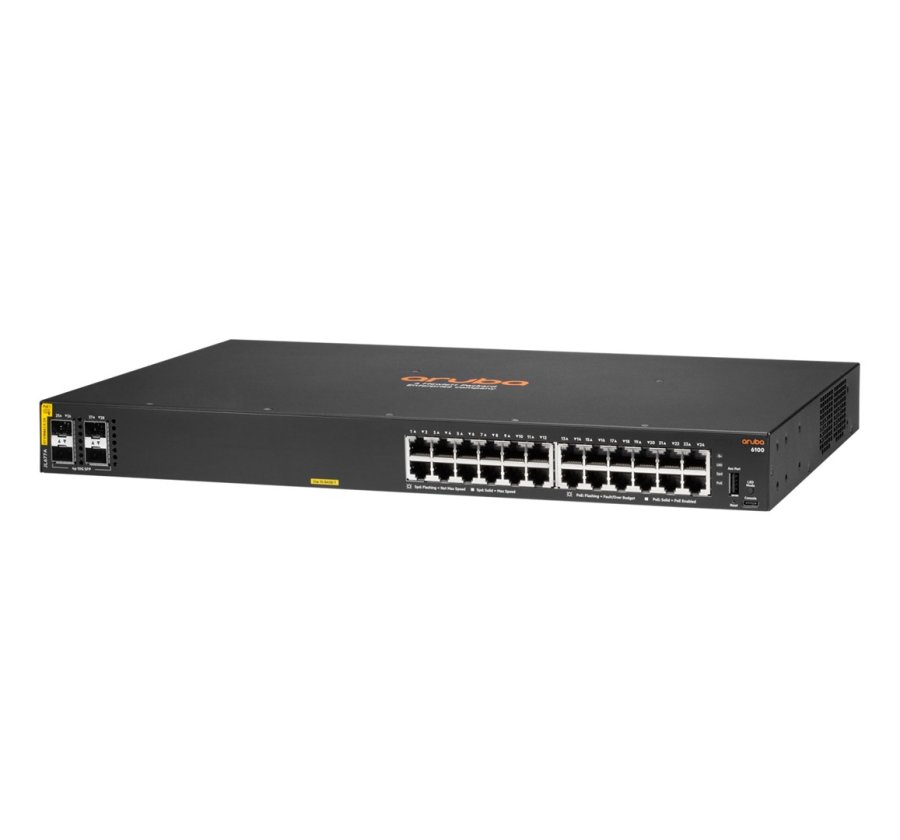 HPE Aruba Networking CX 6100 24G Class4 PoE 4SFP+ 370W Administreret L3 Gigabit Ethernet (10/100/1000) Strm over Ethernet (PoE) 1U Sort #3