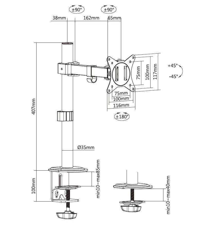 Equip 650156 sk�rmbeslag og -stativer 81,3 cm (32