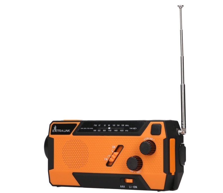 Extralink RADIO AWARYJNE SOLARNE Z KORBKA DYNAMO POWERBANK 4000MAH Z LATARKA SOS SR-4000 B�rbar Analog Sort, Orange #7
