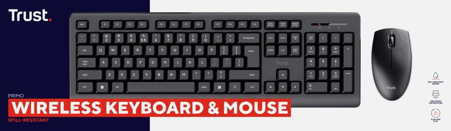 Trust Primo tastatur Mus inkluderet Universel RF trdlst QWERTY US engelsk Sort #6
