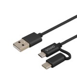 Savio CL-128 USB-kabel USB 2.0 1 m USB A USB C/Micro-USB A Sort #8