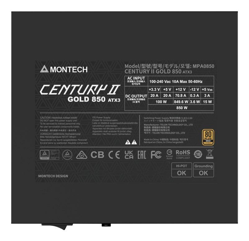 Montech CENTURY II enhed til str�mforsyning 850 W 20+4 pin ATX ATX S�lv, Sort #6