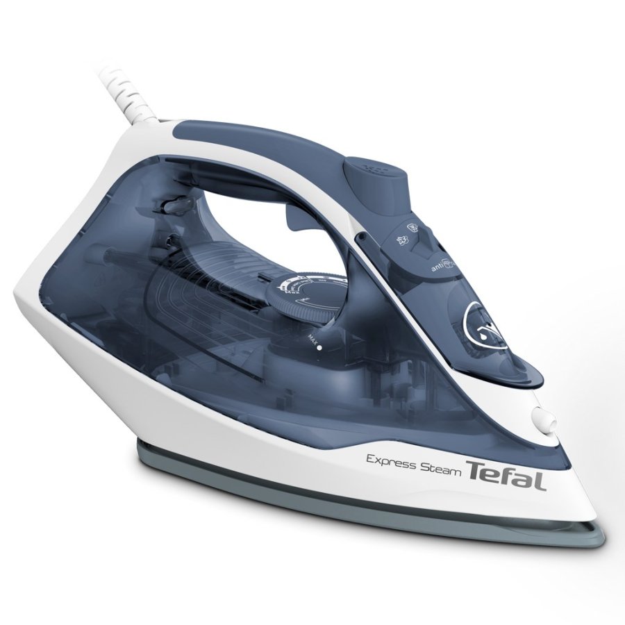 Tefal Express Steam FV2837 Tr & dampstrygejern Durilium -strygesl 2400 W Bl, Gr, Hvid #1