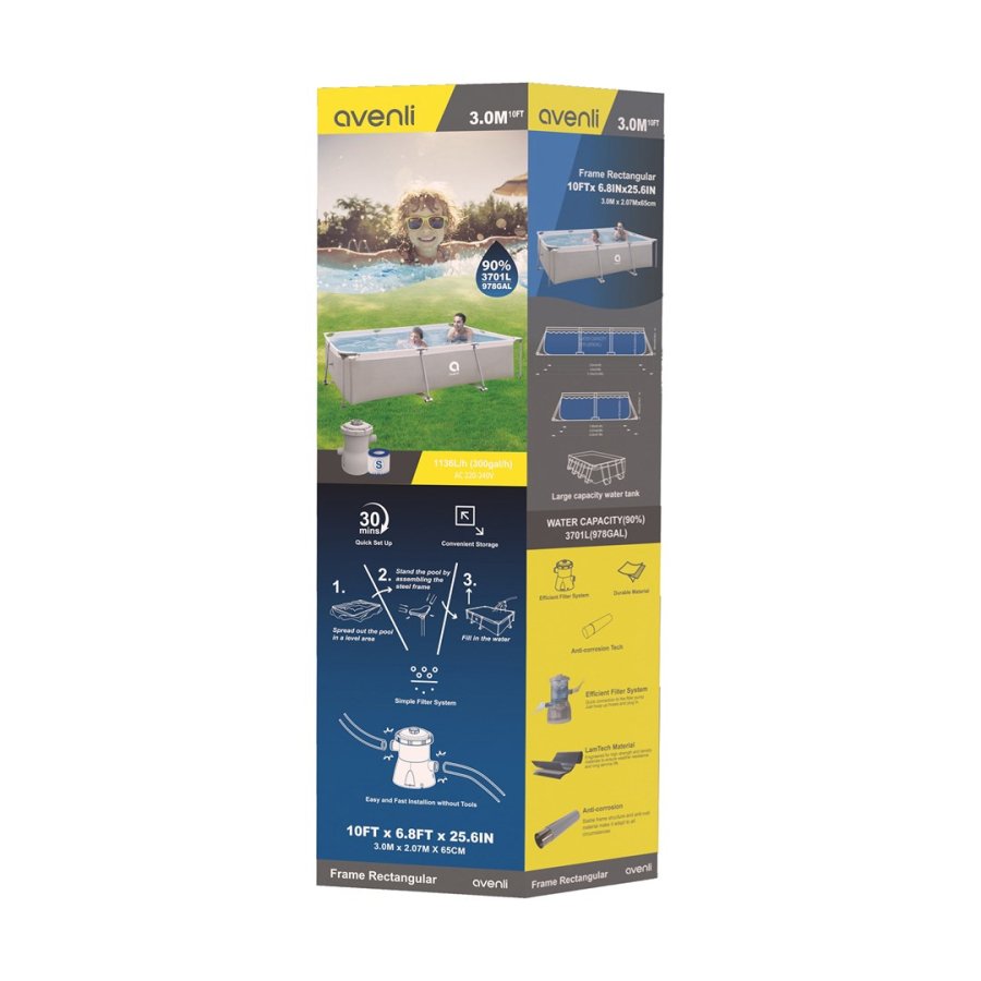 AVENLI-sv�mmebassin med stel, gr�, 300x207x66 #13