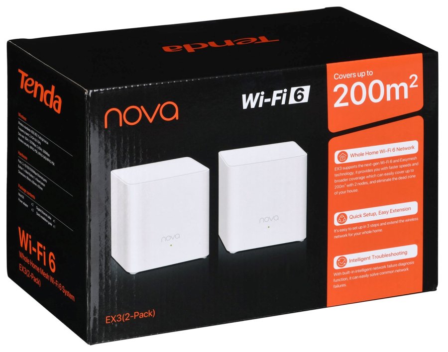 Tenda EX3 (2-pack) Dual-band (2,4 GHz / 5 GHz) Wi-Fi 6 (802.11ax) Hvid 1 Intern #7