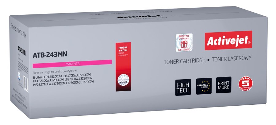 Activejet tonerkassette ATB-243MN (erstatning Brother TN-243M; Standard; 1000 sider; rd) #1