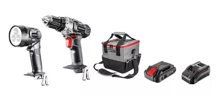 Graphite batteridrevet vrktjsst boremaskine/driver, lommelygte, taske, Energy+ 18V batteri og oplader #3