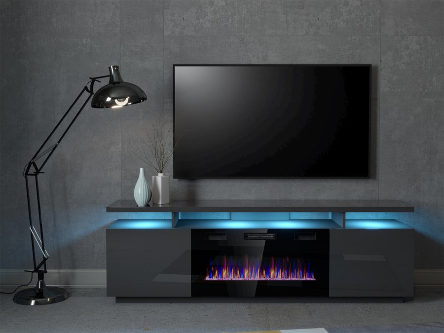 RTV EVA-skab med elektrisk pejs 180x40x52 cm grafit/blank grafit #5