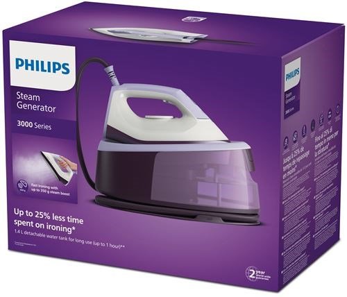 Philips 3000 series PSG3000/30 Dampstrygning station 2400 W 1,4 L Keramisk strygesl Lilla, Hvid #2
