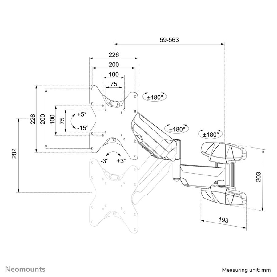 Neomounts WL70-550BL12 skrmbeslag og -stativer 106,7 cm (42