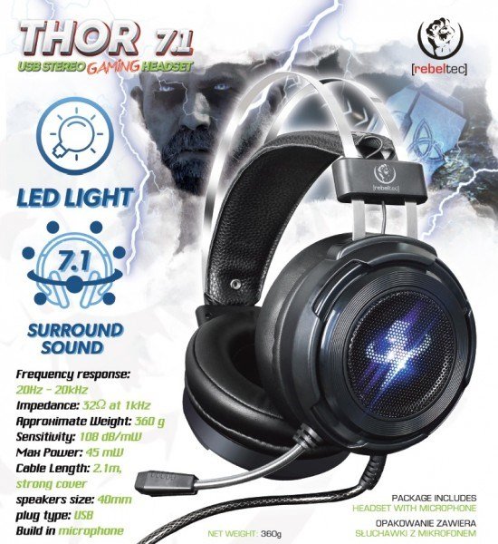 Rebeltec Gaming headphones THOR 7.1 virtual surround #3