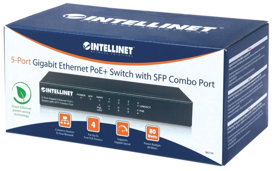 Intellinet 561174 netvrksswitch Gigabit Ethernet (10/100/1000) Strm over Ethernet (PoE) Sort #9
