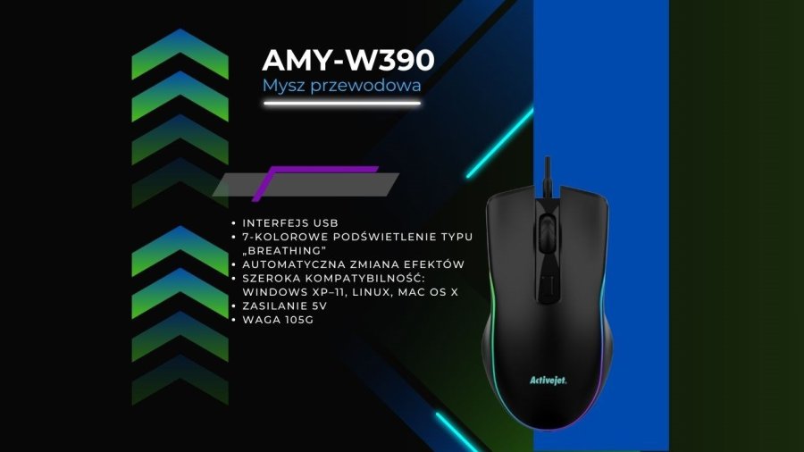 Kablet USB-mus med opvarmning Activejet AMY-W390 #6