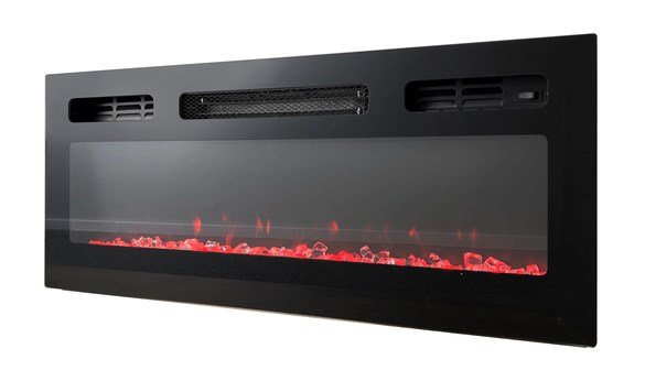 RTV EVA-skab med elektrisk pejs 180x40x52 cm sort/blank sort #8