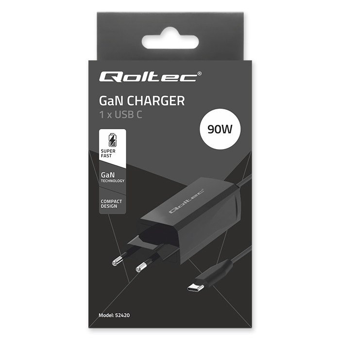 Qoltec 52420 90W GaN superhurtig oplader| 5-20V | 3-4,5A | USB-C 3.1 #11