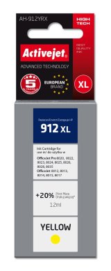 Activejet AH-912YRX blk til HP-printere, Erstatning HP 912XL 3YL83AE; Premium; 990 sider; gul #1