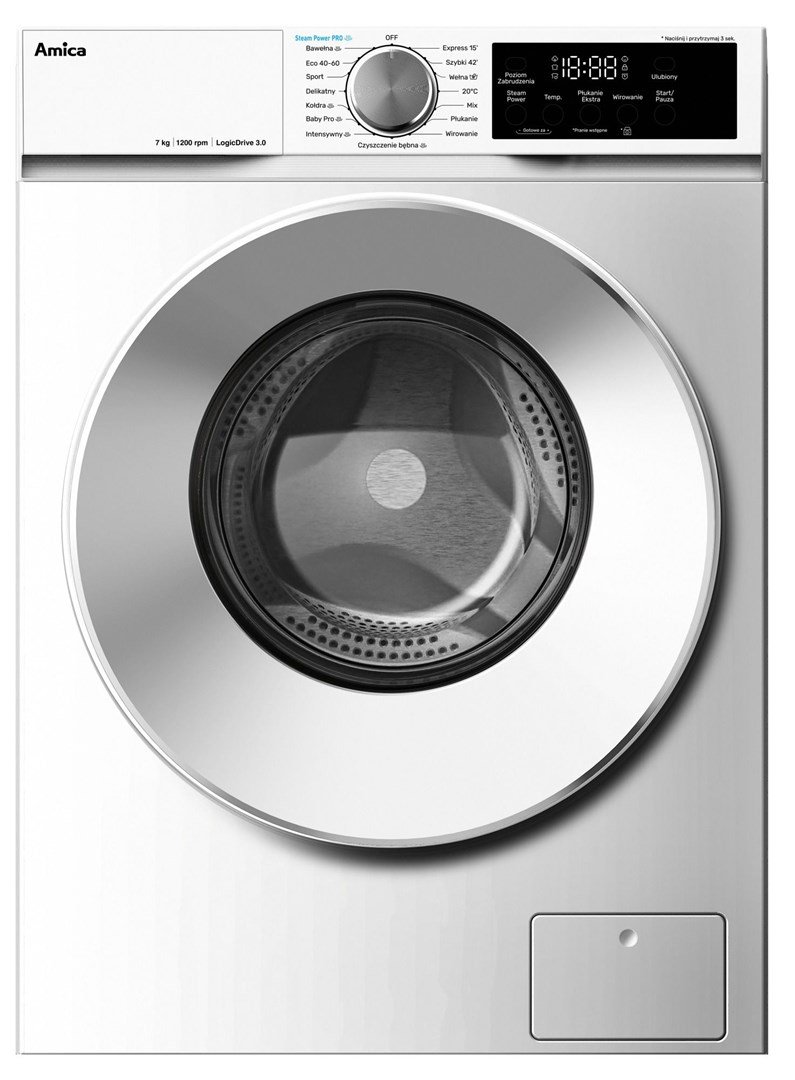 Amica HWA7S12ALiSR3 vaskemaskine Front-l�sning 7 kg 1200 rpm Hvid #1