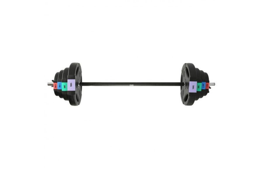 Lige vgtstang med udskiftelige vgte ONE FITNESS GSPO40 (17-57-027) Kompositskiver 42 kg Sort #3