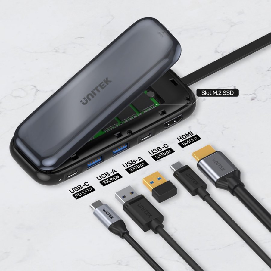 UNITEK HUB USB-C STORAGE M.2, HDMI, USB-C PD 100W, D1046A #5