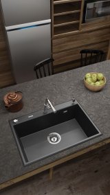 Vask DEANTE Eridan (ZQET103) granit 1-kammer Anthracit #7