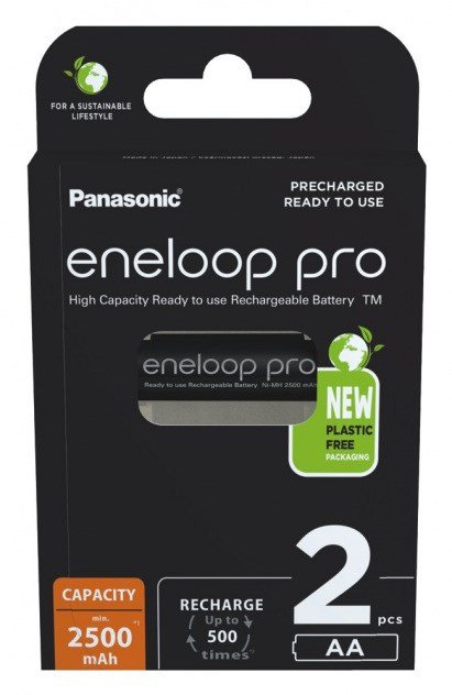 Genopladelige batterier PANASONIC ENELOOP PRO AA 2500 mAh 2 szt (BK-3HCDE/2CP) #1